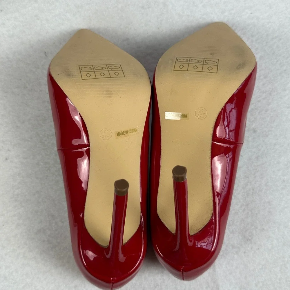 Fashion Nova Red Patent Stiletto‎ Pointed Toe High Heel Pumps Womens 7.5 Glam